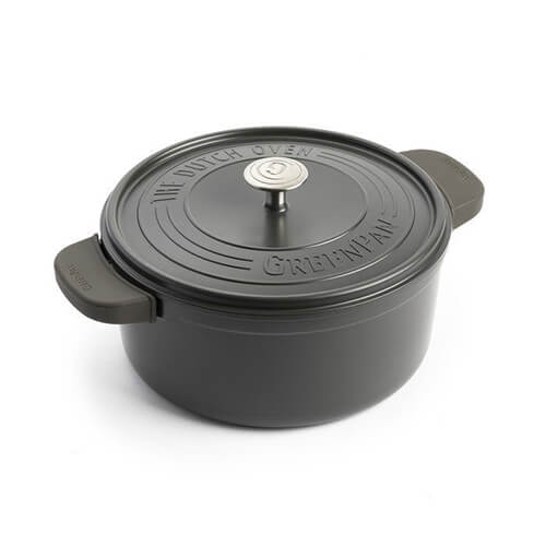 ＜グリーンパン＞フェザーウェイト ココットラウンド 22cm グレー